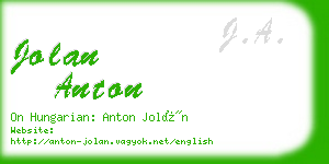 jolan anton business card
